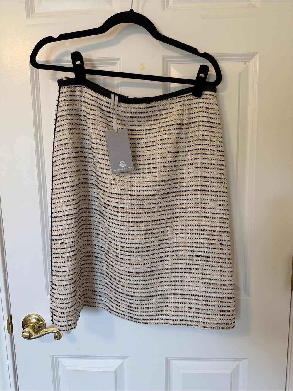 Preston & York Cream and Black Tweed Pencil Skirt 6 NWT